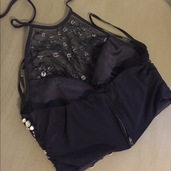 ❤️ Two (2) piece Crystal Navy Halter and long skirt Formal Gown 💋 - Picture 5 of 8